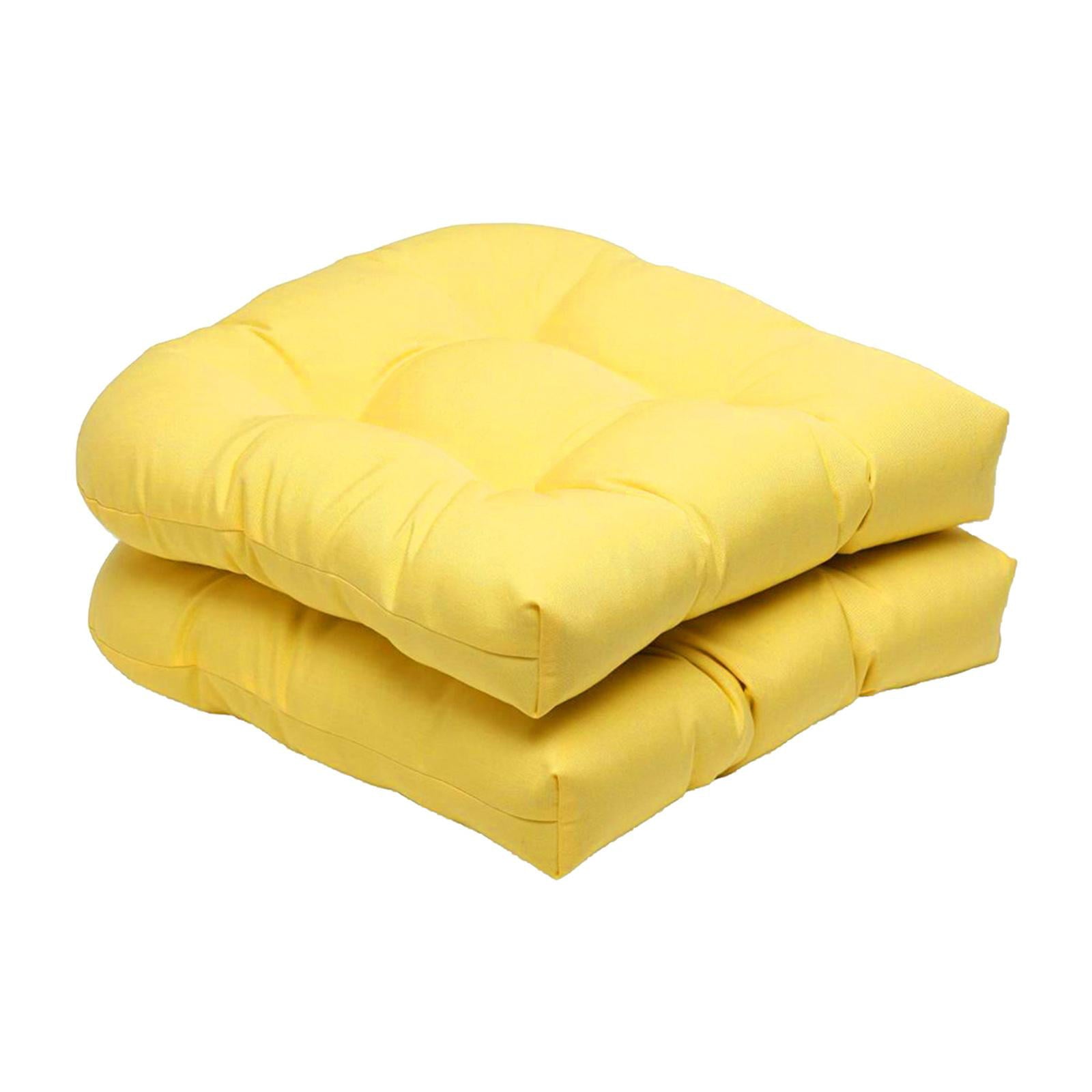 2 Pack Solid Color Tufted Pad Wicker Se Cushions 48x48cm Pio Yellow