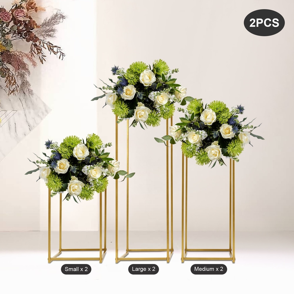 6 Pcs Wedding Flower Stands Gold Pedestal Stand