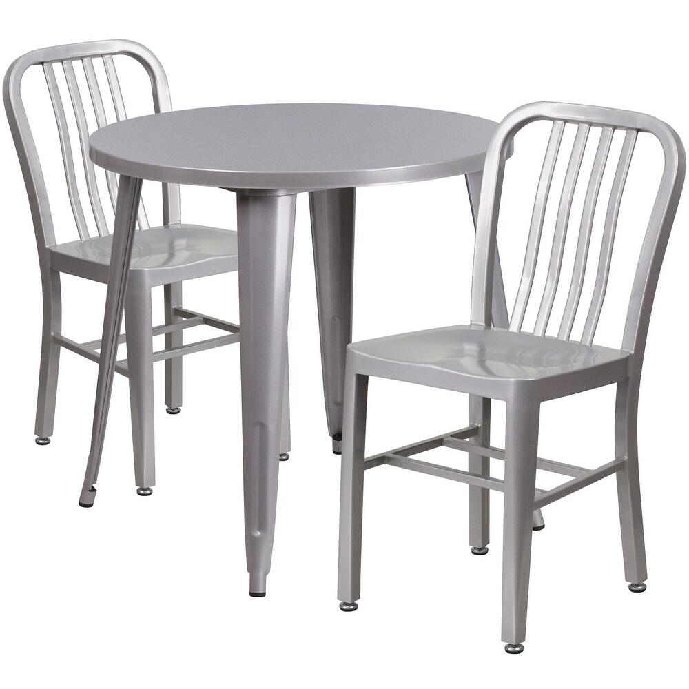 30 inch Round Indoor/ Outdoor 3 piece Metal Table and Chairs Set