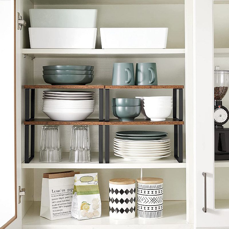 Set of 4 Brown Counter Organizer Shelves for Kitchen