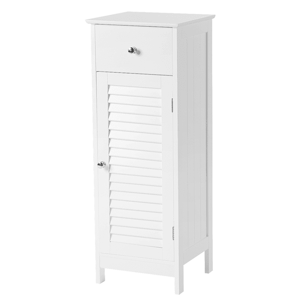 Topeakmart Bathroom Kitchen Floor Storage Cabinet with Drawer and Single Shutter Door White