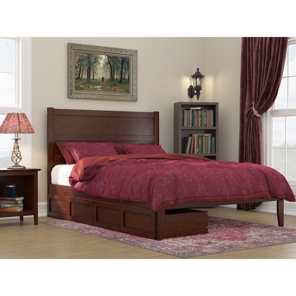 NoHo Queen Platform Bed with 2 Drawers in Walnut