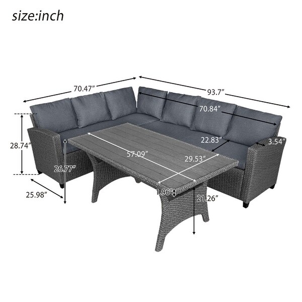 3pcs Patio PE Rattan Wicker Dining Table Set with Cushions - Overstock - 36811638