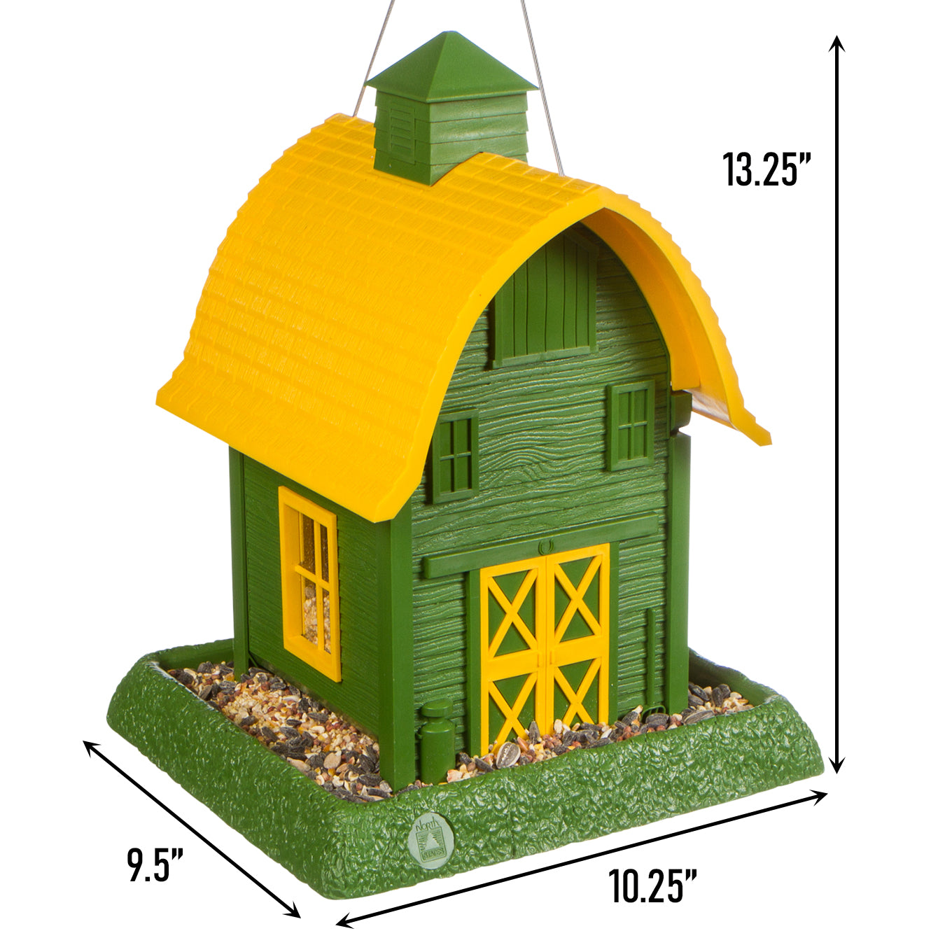 North States Village Collection Green Barn Bird Feeder， 5 lb. Capacity