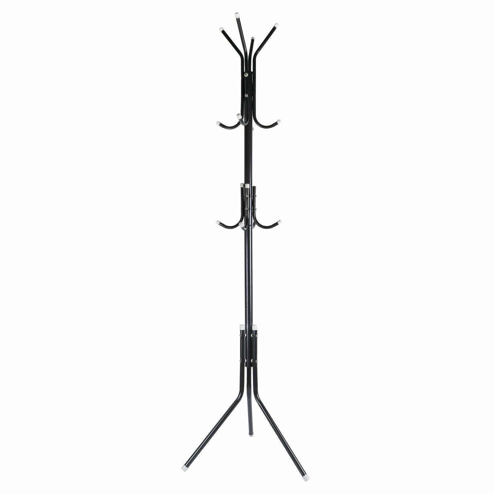 12 Hooks Metal Coat Rack Simple Freestanding Standing Hat Hanger Organizer For Home Living Room， 3 Tiers Black