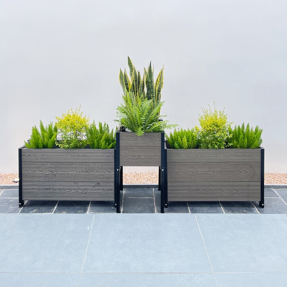 Corner and 2 Trough Planter Bundle Grey