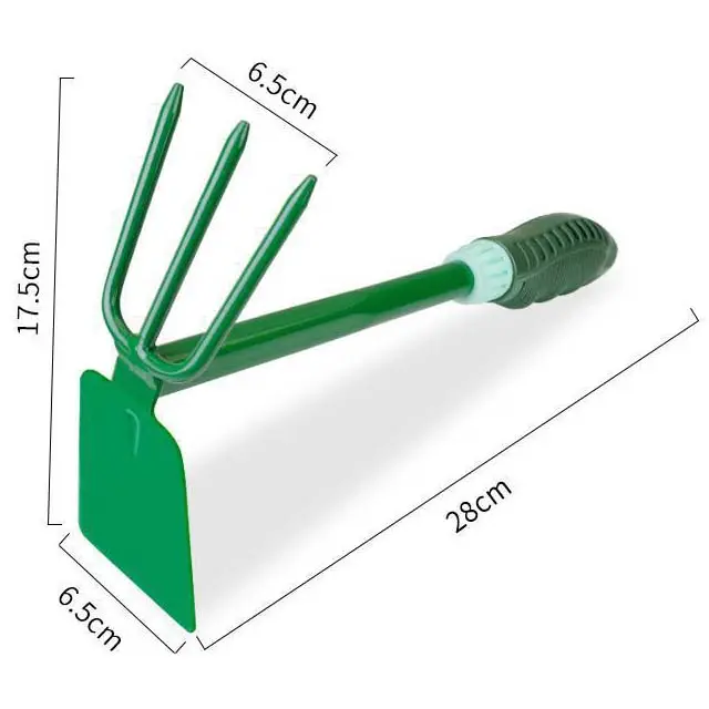 Wholesales Garden Tools 4 piece Green Gardening Hand Tools Set Multi functional Garden Metal Shovel Dual purpose Hoe Harrow