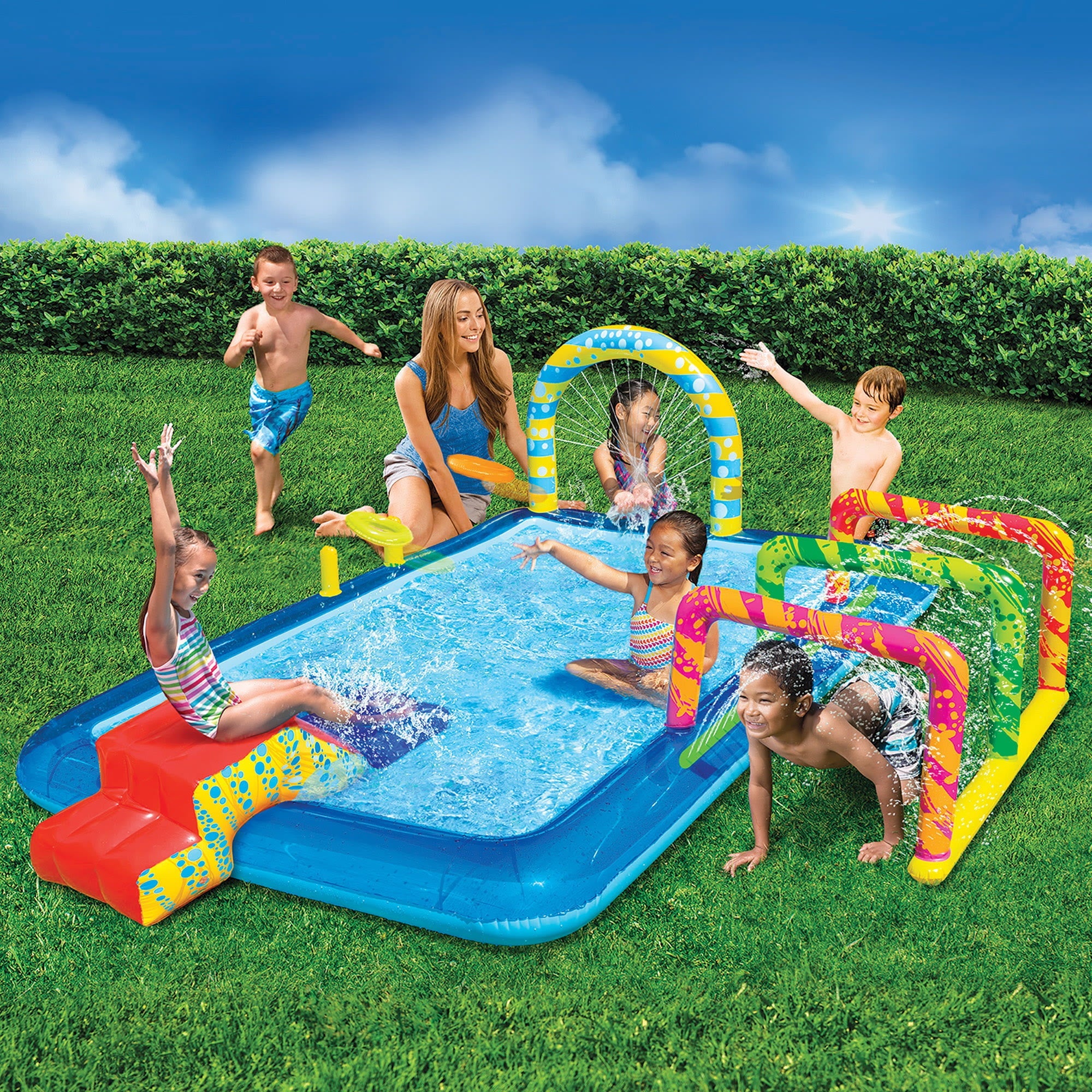 Banzai Obstacle Course Activity Pool w/ Sprinklers