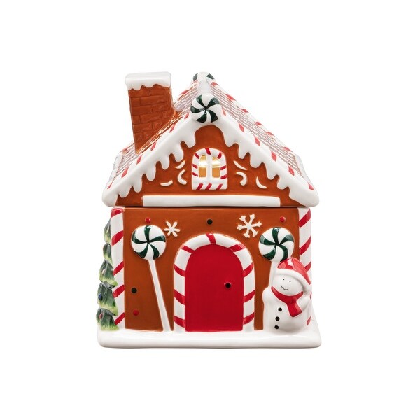 9.5 Ceramic Lit Gingerbread House Cookie Jar