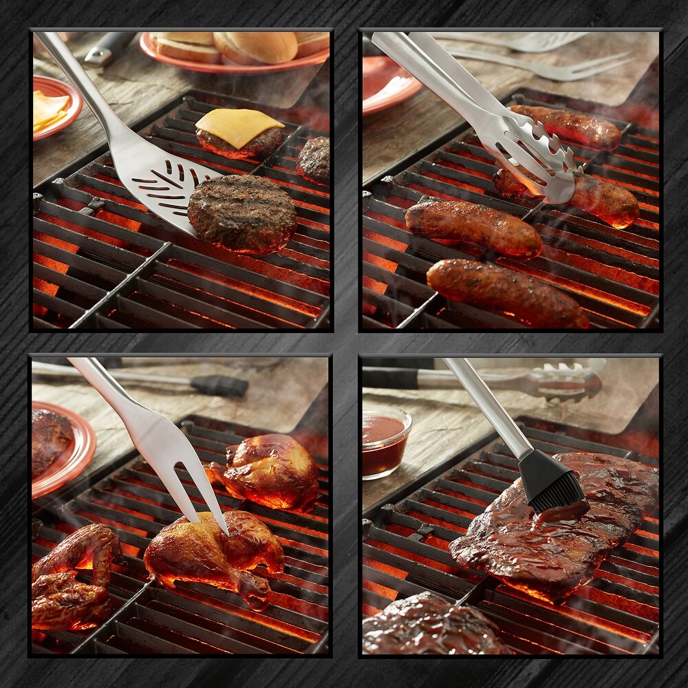 4pc BBQ Tool Utensil Set  Stainless Steel by Pure Grill   Silver