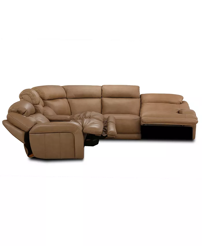 Furniture CLOSEOUT! Daventry 6-Pc. Leather Sectional Sofa With 3 Power Recliners Power Headrests Console And USB Power Outlet