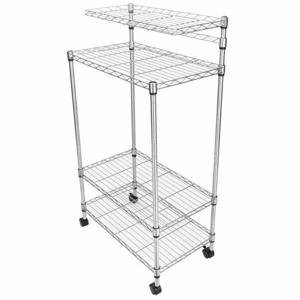 Fithood 4 Layer Adjustable Kitchen Bakers Rack Shelf Microwave Oven Stand Storage Cart