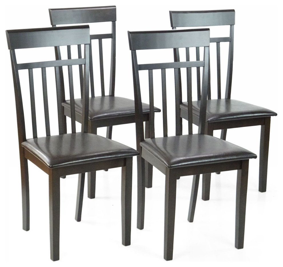 Set of 4 Dining Kitchen Side Chairs Warm Solid Wooden   Transitional   Dining Chairs   by RattanUSA  Houzz