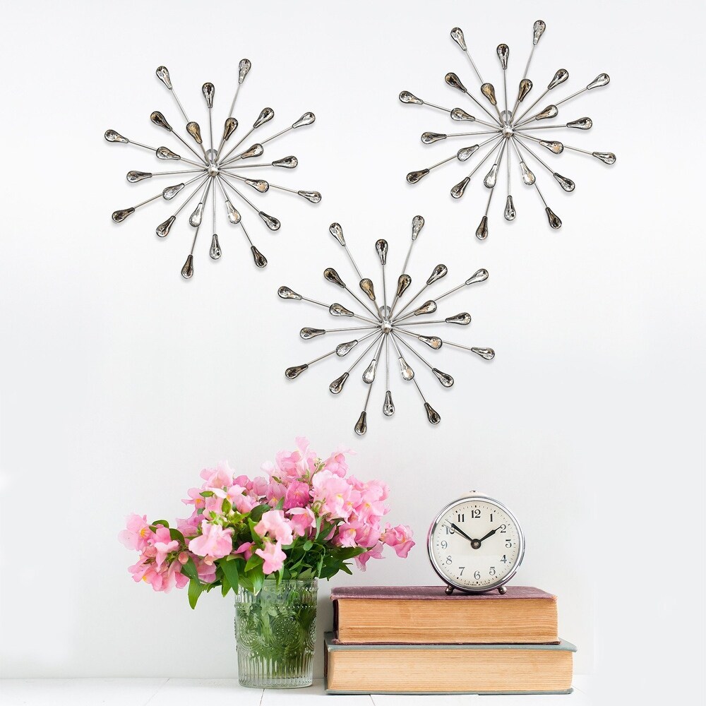 Acrylic Burst Silver Metal Wall Decor   10\