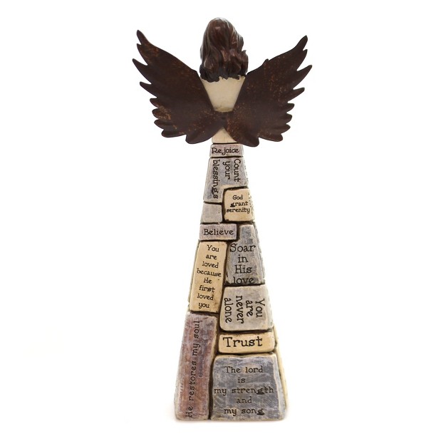 Religious Crossword Angel One Figurine 10 25 Inches Faith Believe Rejoice 46507 Polyresin Beige