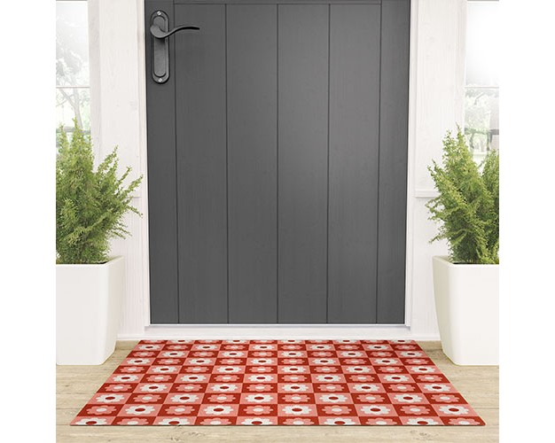 Grace Fall Retro Flower Pattern Welcome Mat Society6