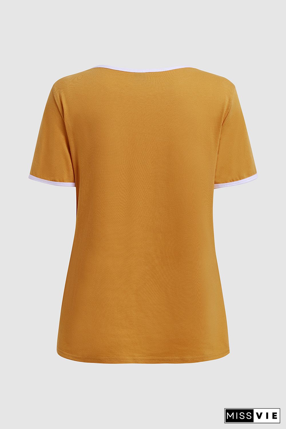 Colorblock Round Neck Short Sleeve T-Shirt