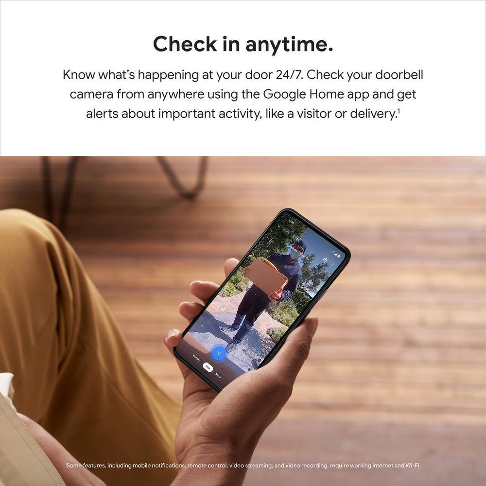 Google Nest Doorbell (Battery) - Smart Wi-Fi Video Doorbell Camera - Ash GA02076-US