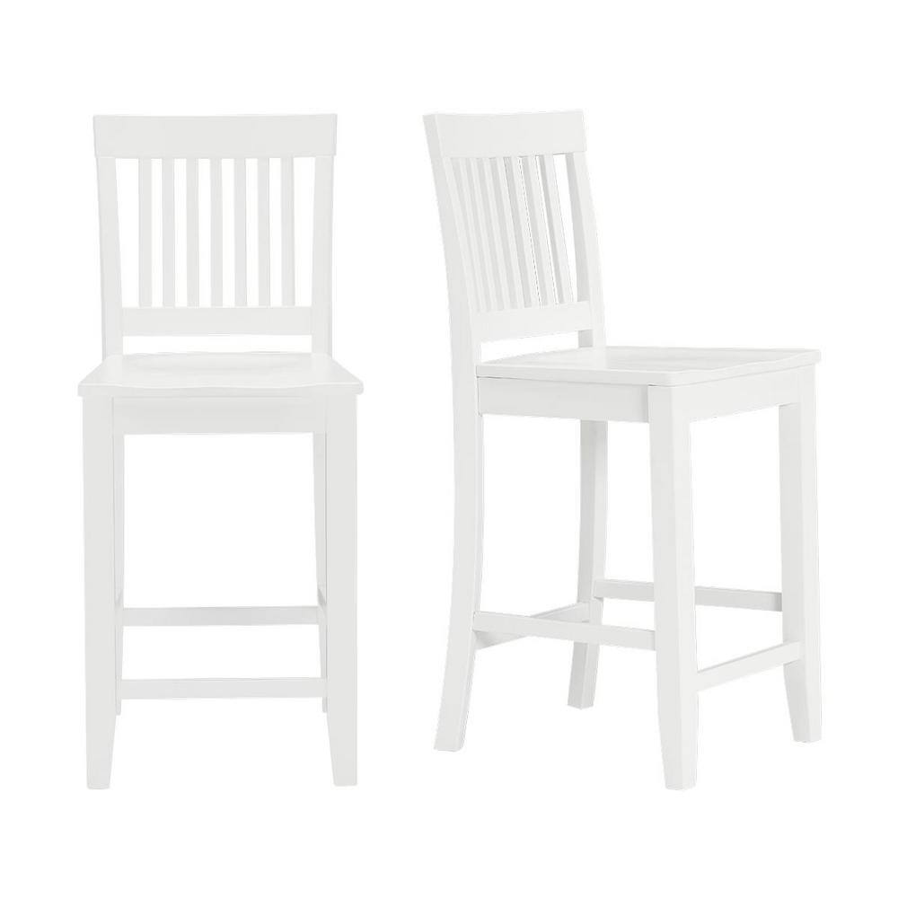 StyleWell Scottsbury White Wood Counter Stools with Slat Back (Set of 2) DC 2004 CTR-W