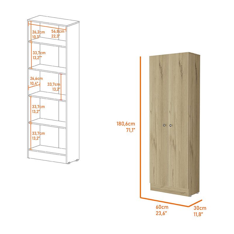 Virginia Double Door Storage Cabinet， Five Shelves