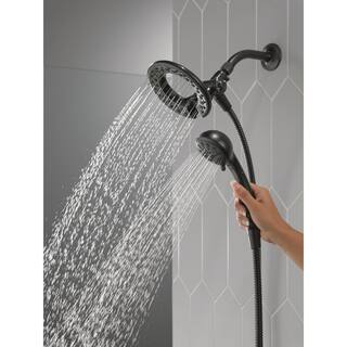 Delta In2ition 4-Spray Patterns 1.75 GPM 6.13 in. Wall Mount Dual Shower Heads in Matte Black 75486CBL