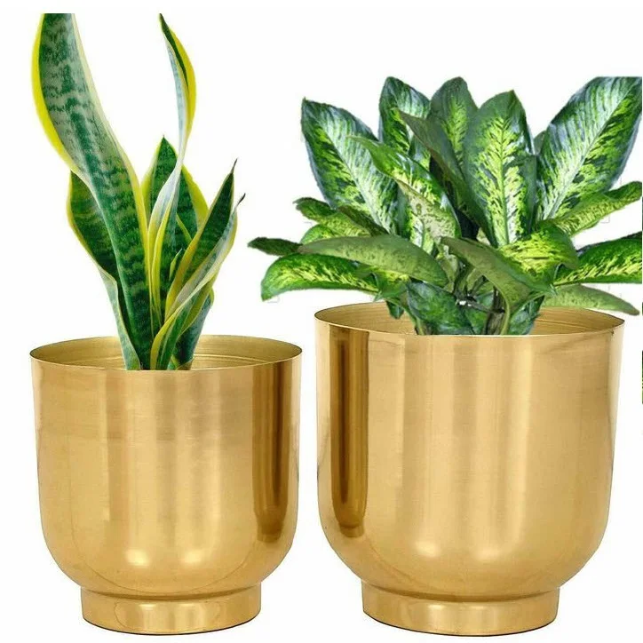 Sustainable Quality Decorative  Handmade Gold Metal Planters for Garden Home Plant Flower  Luxury Floor Planter