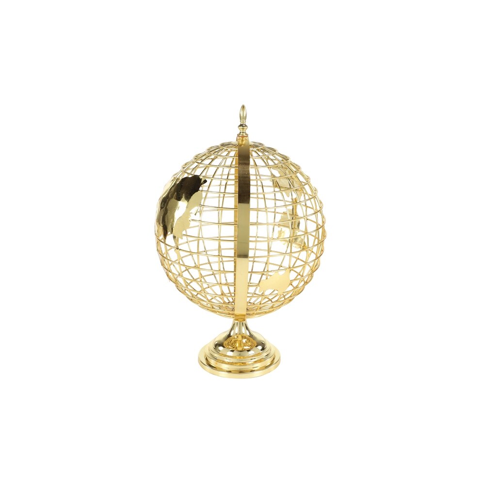 Large Decorative Gold Metal Spinning Globe w Finial Detail 17\