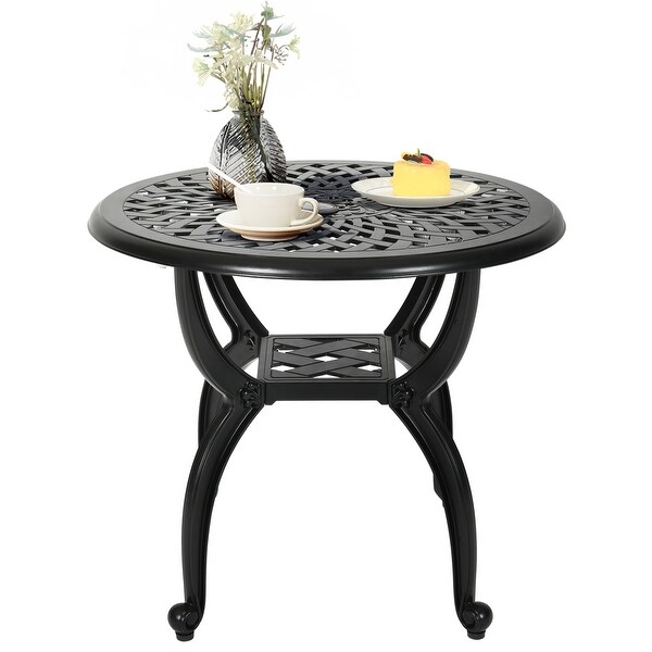 Moasis Outdoor Cast Aluminum Round Side Table Patio Bistro Coffee Table