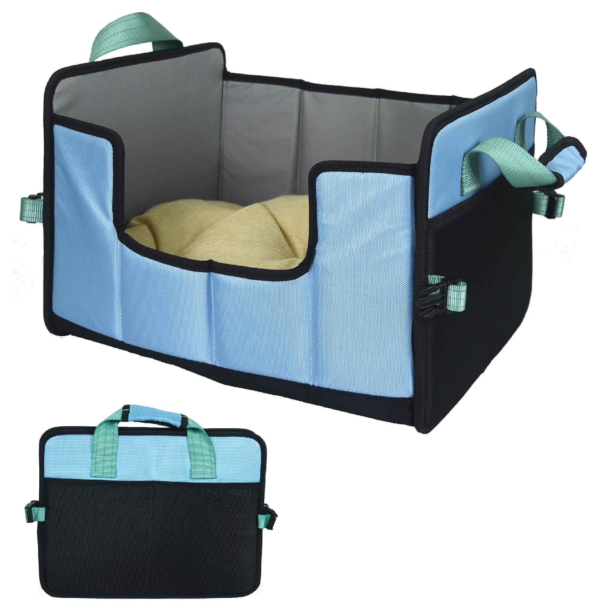 PET LIFE Blue 'Travel-Nest' Folding Travel Cat and Dog Bed， 17.7