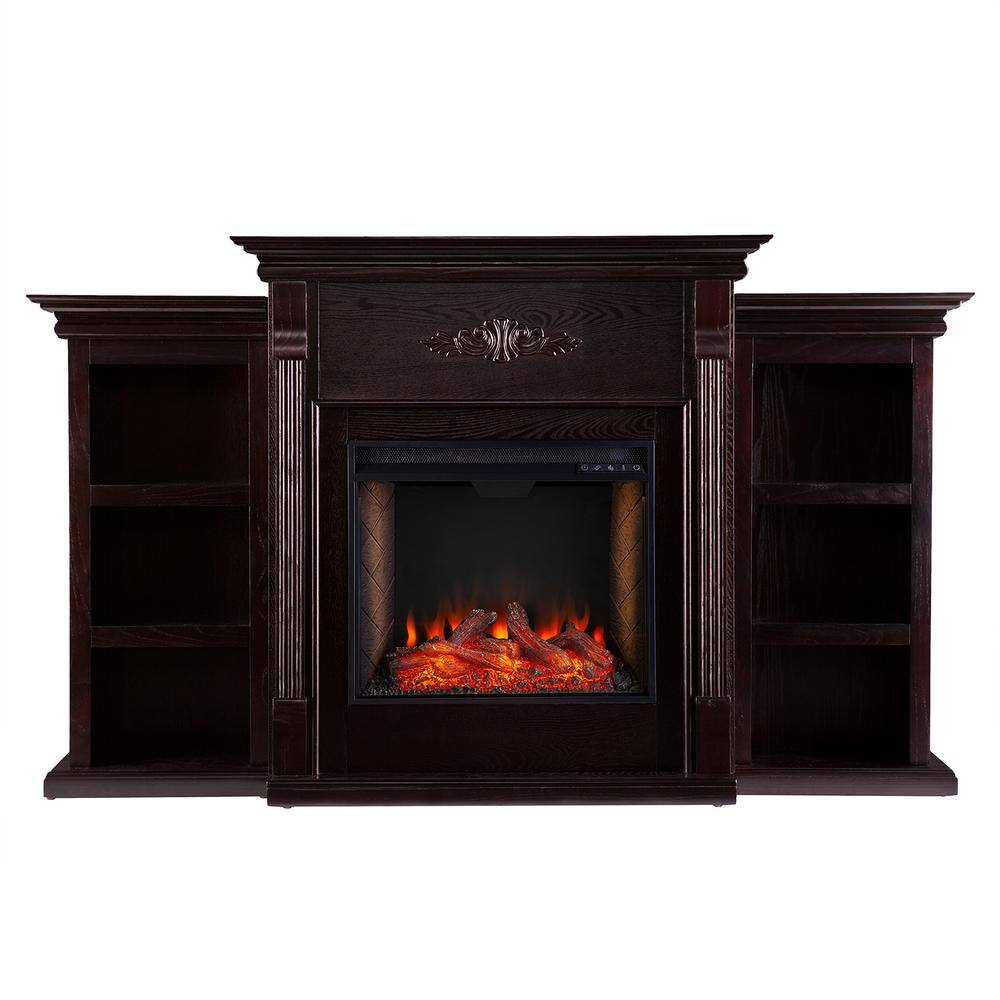 Southern Enterprises Bettram Alexa-Enabled 70.25 in. Bookcase Electric Smart Fireplace in Classic Espresso HD014210