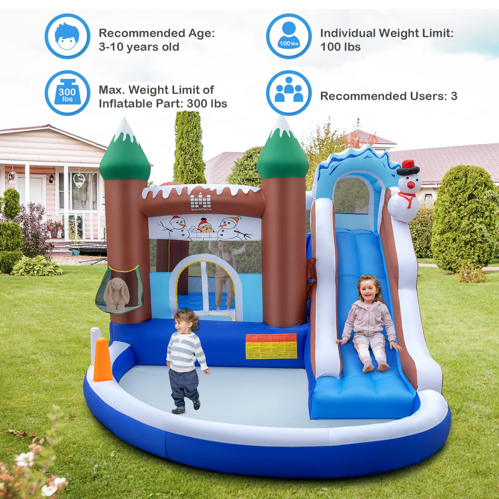 BOUNTECH Inflatable Bounce House, Bouncy House for Toddler Kids 5-12 Indoor Outdoor Party Fun Huge w/Ball Pit