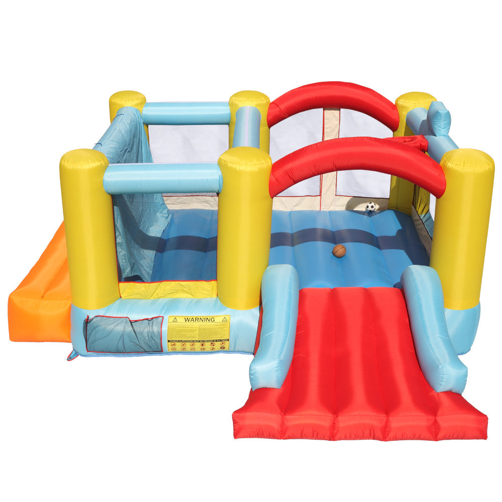 Children's inflatable bouncing house castle, 420D Oxford cloth PVC without fan Large trampoline + ball frame + rest table bouncy castle