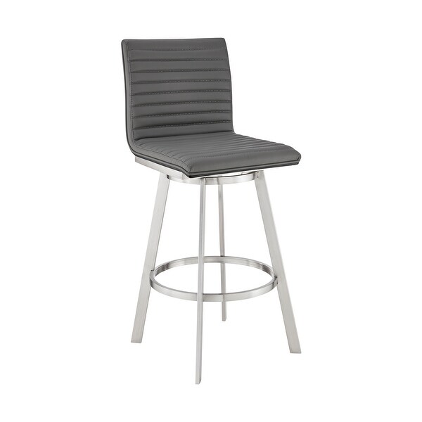 Jermaine Swivel Bar or Counter Stool in Faux Leather with Metal Frame