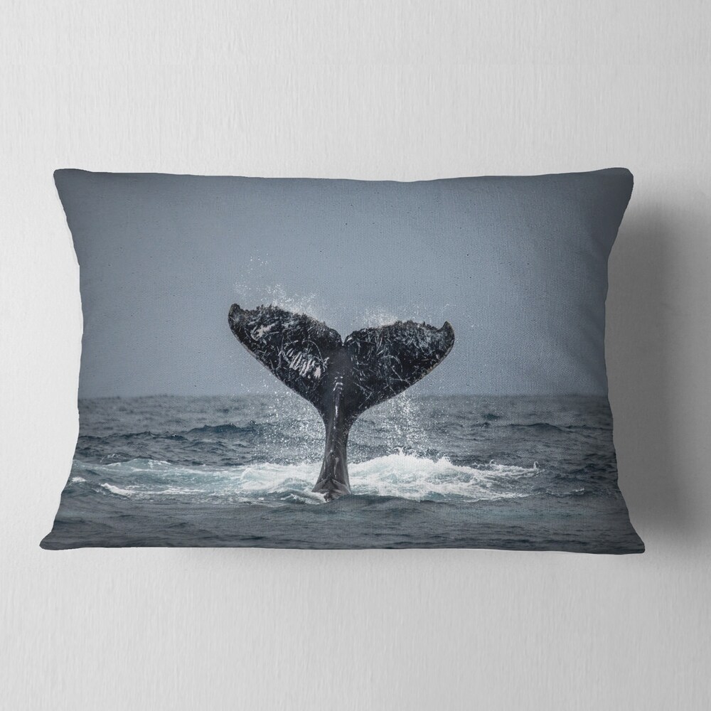 Designart 'Large Humpback Whale Tail' Animal Throw Pillow