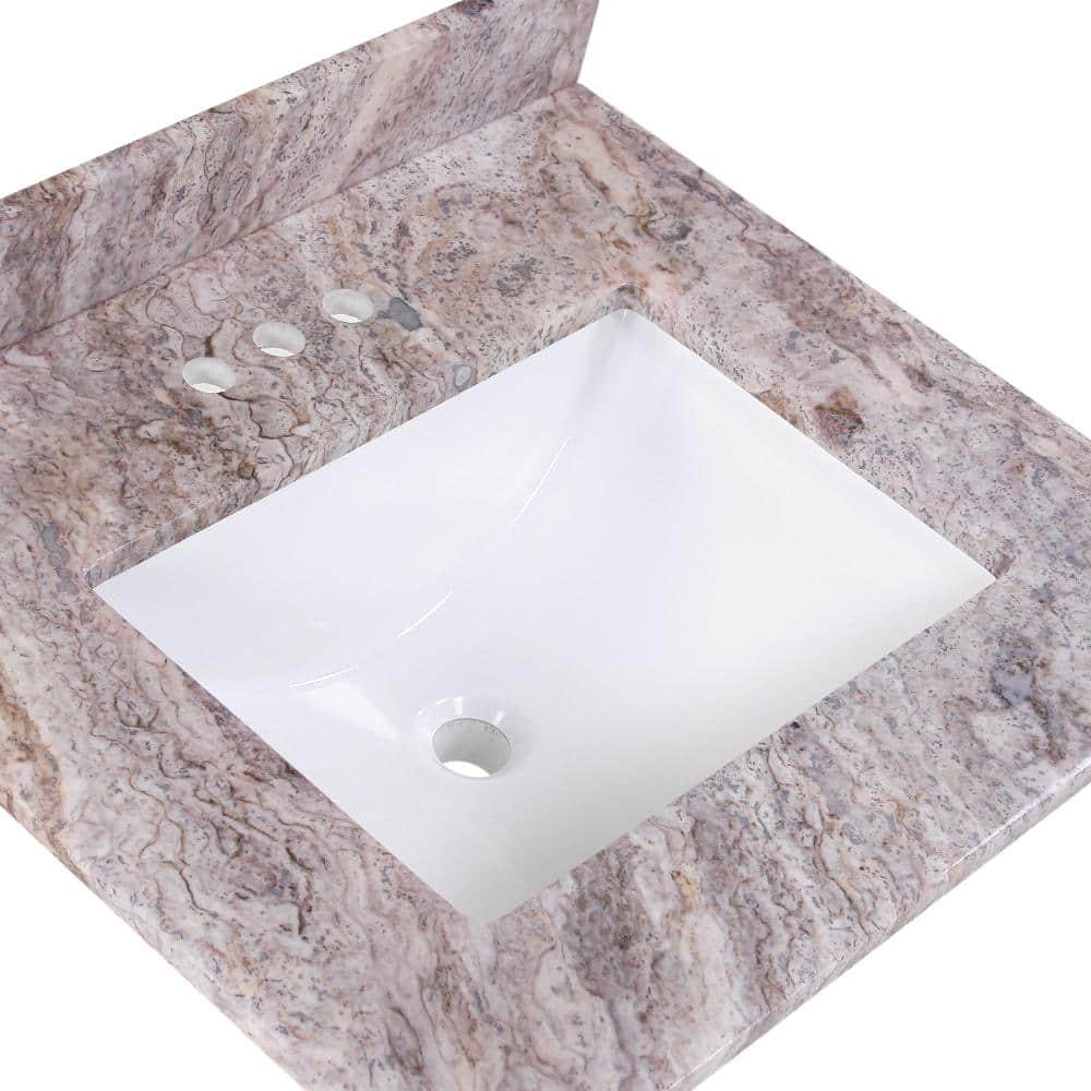 Home Decorators Collection 25 in W x 22 in D Stone Effects Cultured Marble Vanity Top in Cold Fusion with White Sink