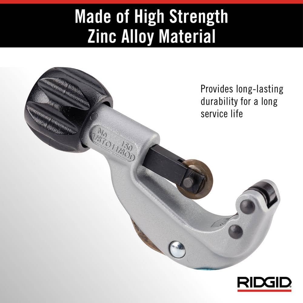 RIDGID 1/8 in. to 1-1/8 in.150 Constant Swing Copper Pipe & Stainless Steel Tubing Cutter w Easy Change Wheel Pin + Spare Wheel 31622