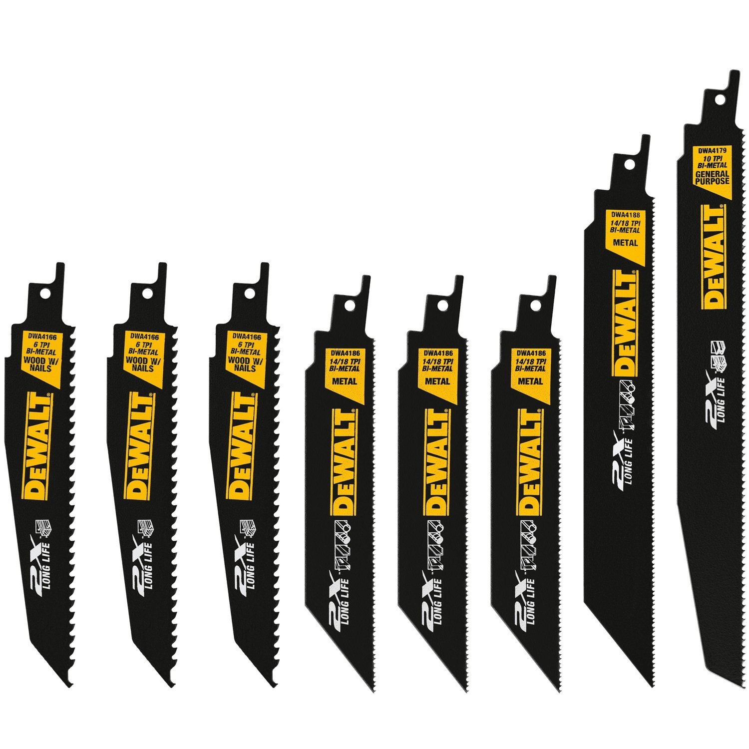 DW 6 in. Bi-Metal Reciprocating Saw Blade Set 6 TPI 8 pk