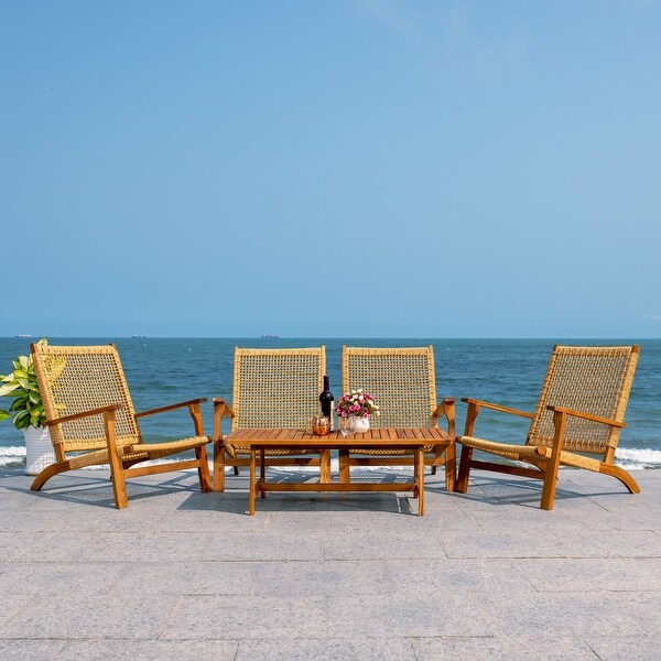 SAFAVIEH Outdoor Deven 5Piece Acacia Wood Coffee Set.