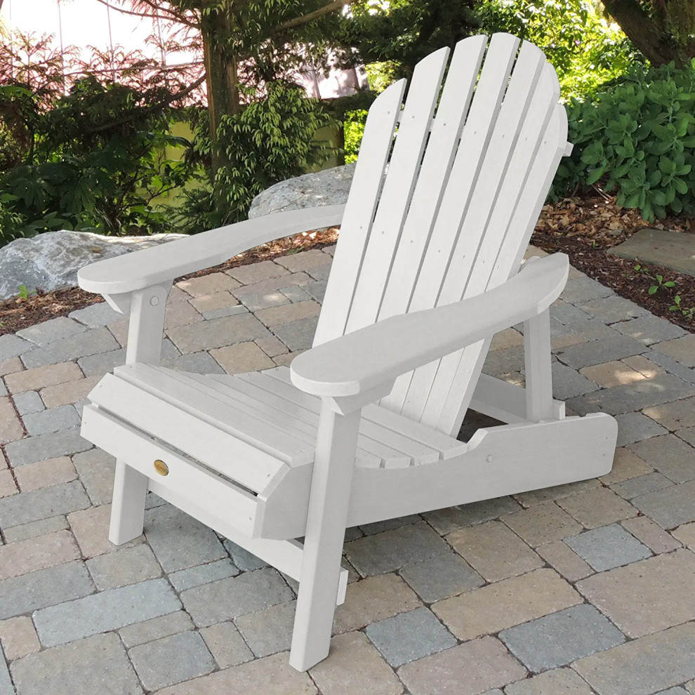 Patio Adirondack Chair  ampCurved Footrest  Weatherproof Plastic   Beach Style   Adirondack Chairs   by Decor Love  Houzz