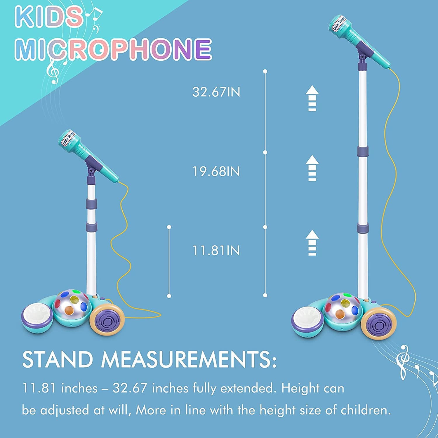 CYURMJUN Kids Karaoke Microphone with Stand， Karaoke Machine Singing Toys for Boys Girls