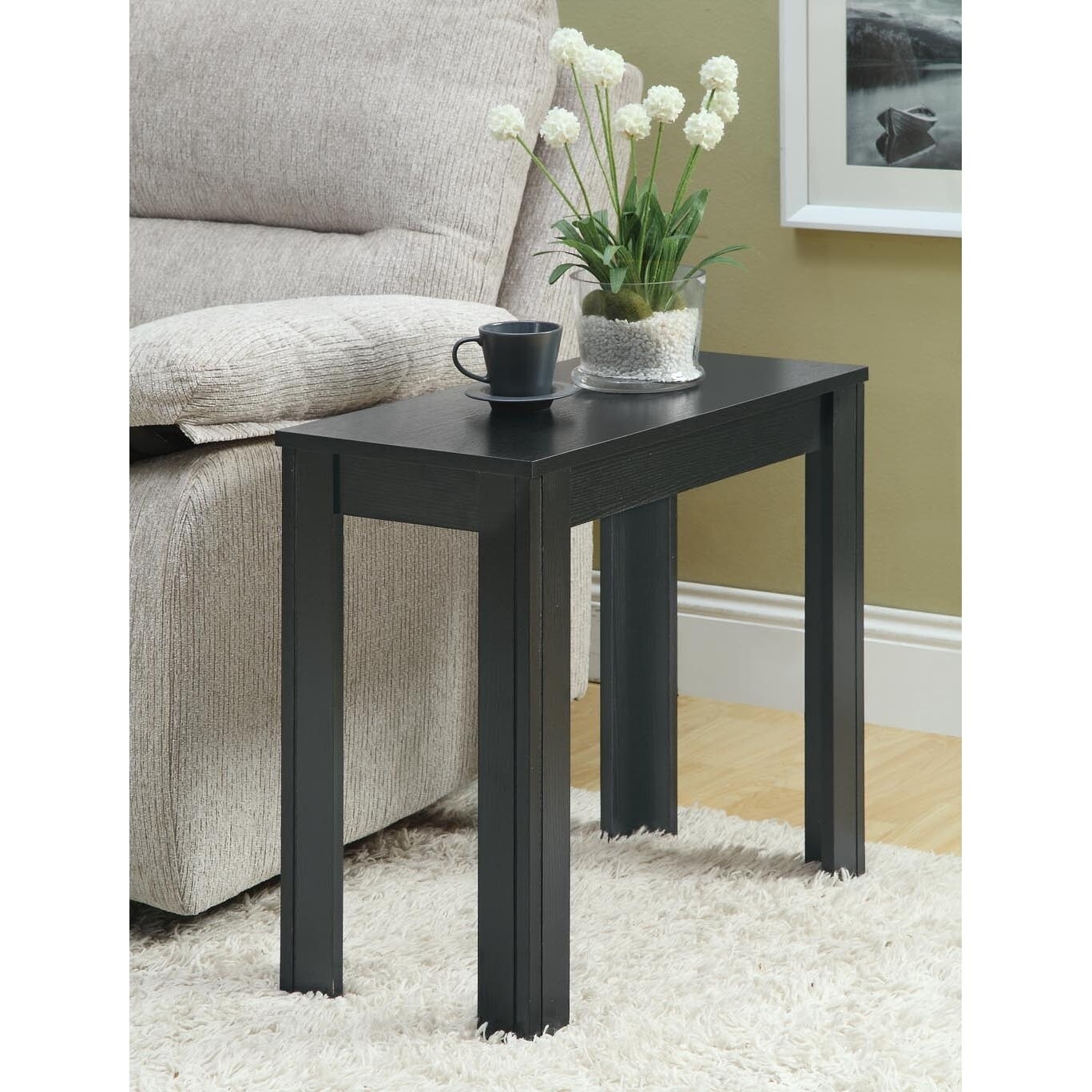 Accent Table， Side， End， Nightstand， Lamp， Living Room， Bedroom， Laminate， Transitional