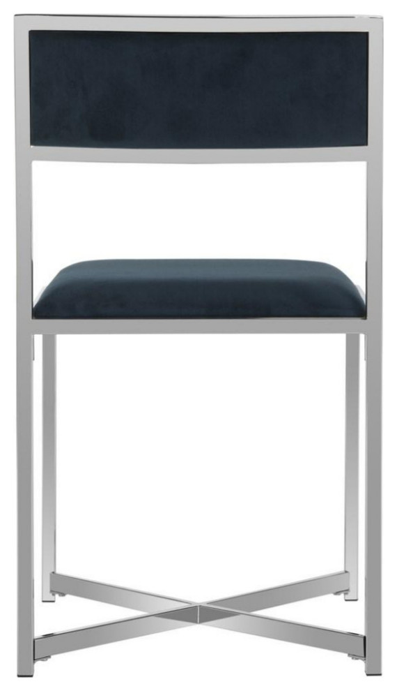 Kenneth Chrome Side Chair Navy Set 2   Modern   Dining Chairs   by Virgil Stanis Design  Houzz