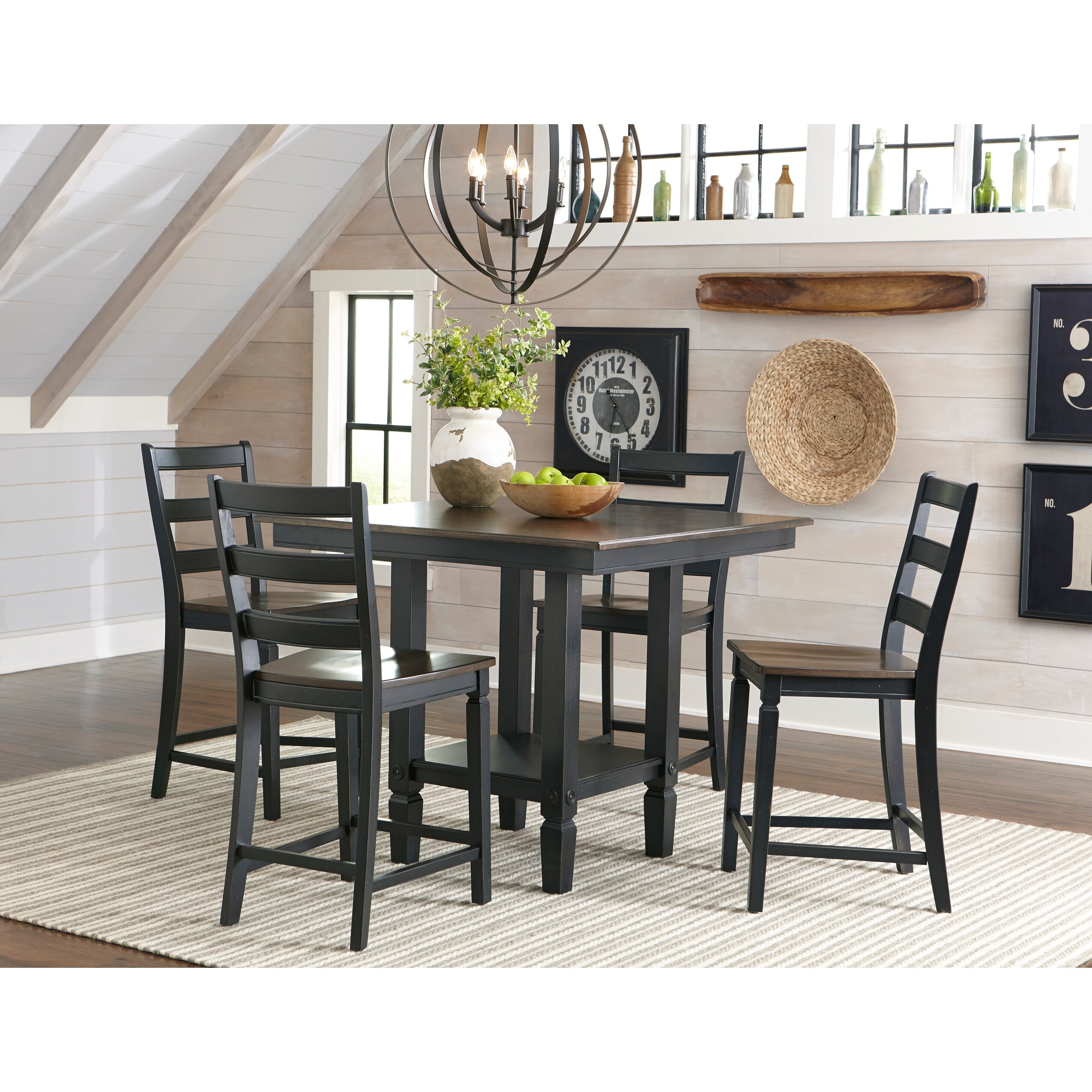 Glennwood Rubbed Black and Charcoal Gathering Table