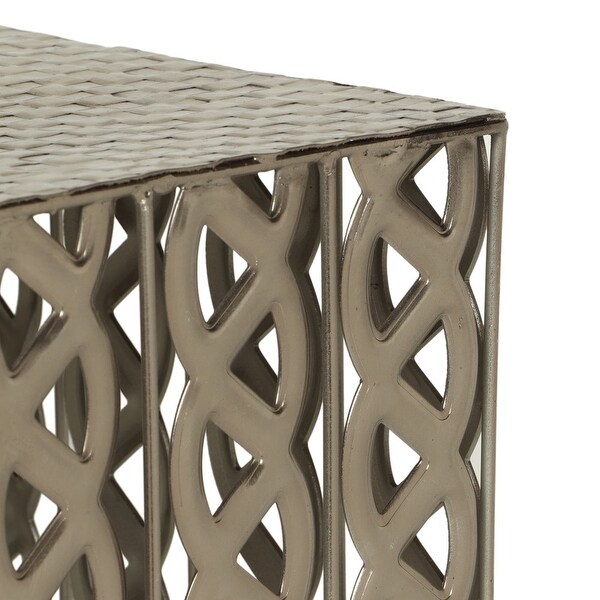 Analei Modern Handcrafted Square Iron Accent Table， Nickel Antique