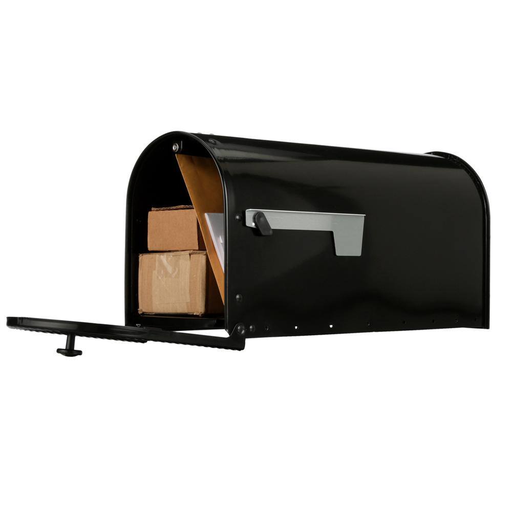 Architectural Mailboxes Edwards Black Large Steel Post Mount Mailbox EM160BAM