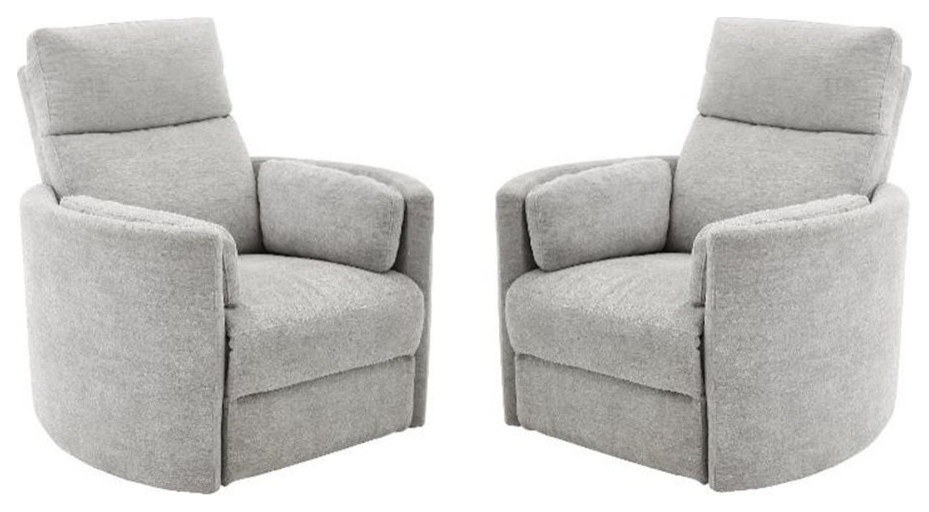 Home Square Polyester Swivel Glider Recliner in Mineral White   Set of 2   Transitional   Recliner Chairs   by Homesquare  Houzz