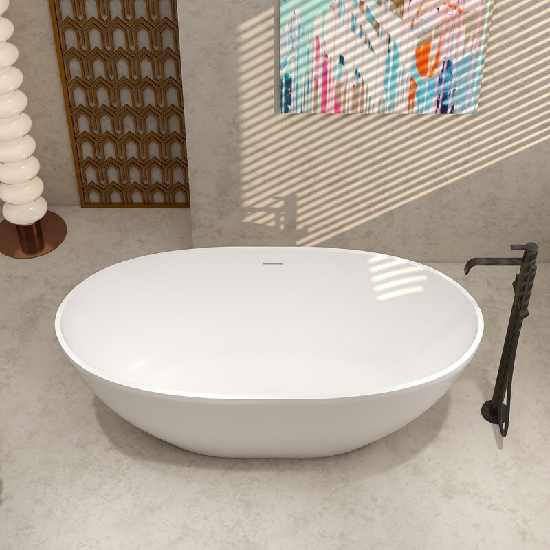 Alvana 61'' x 29.5'' Freestanding Soaking Solid Surface Bathtub