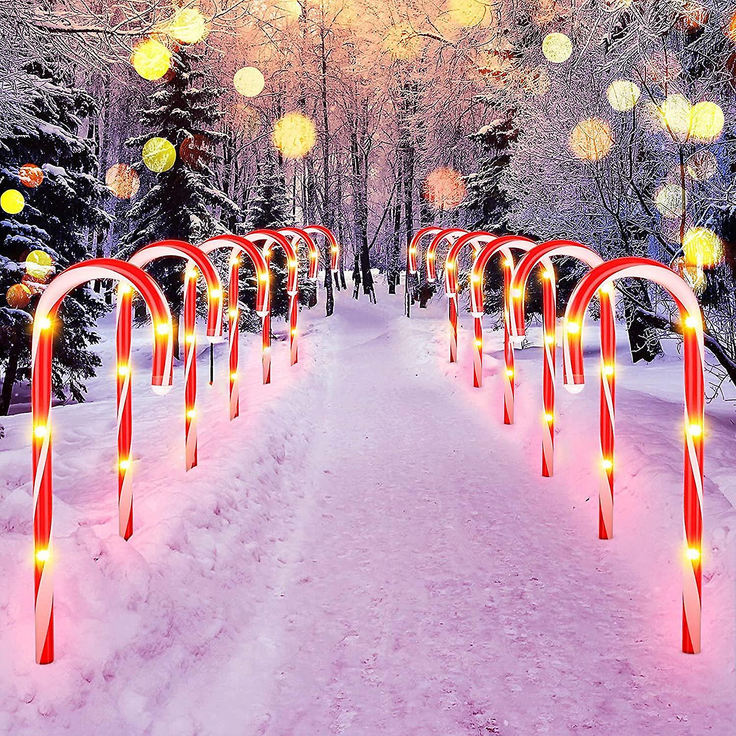 Christmas Cane Lights New Year Decoration Holiday Festoon Outdoor Garland Garden Decor Fairy Lamp Waterproof Solar String Light