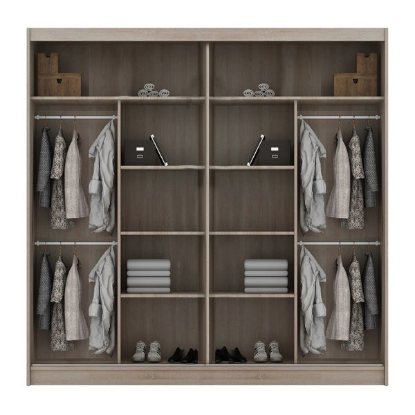 Manchester Modern Wooden Wardrobe - Armoire with Mirror - 80 Inch Wide - - 36339177