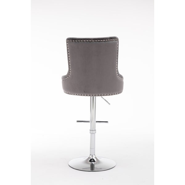 Swivel Velvet Barstools Adjusatble Seat Height， Set of 2